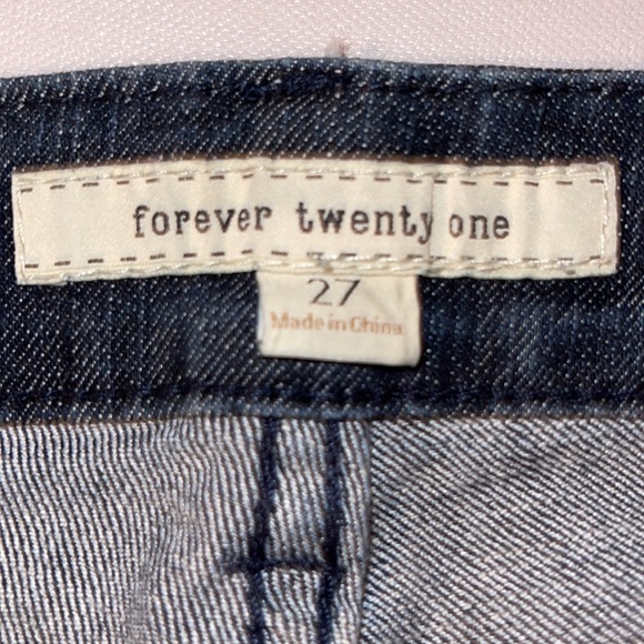 Forever 21 | Dark Blue 5 Pocket Straight Leg Jeans w/ Silver Hardware - Picture 2 of 5